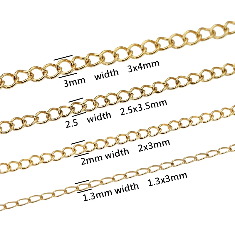 2 Meters 1.3/2/2.5/3mm Stainless Steel Extension Chain Gold Tail Chain for DIY Necklace Bracelets  Accessories Jewelry Making