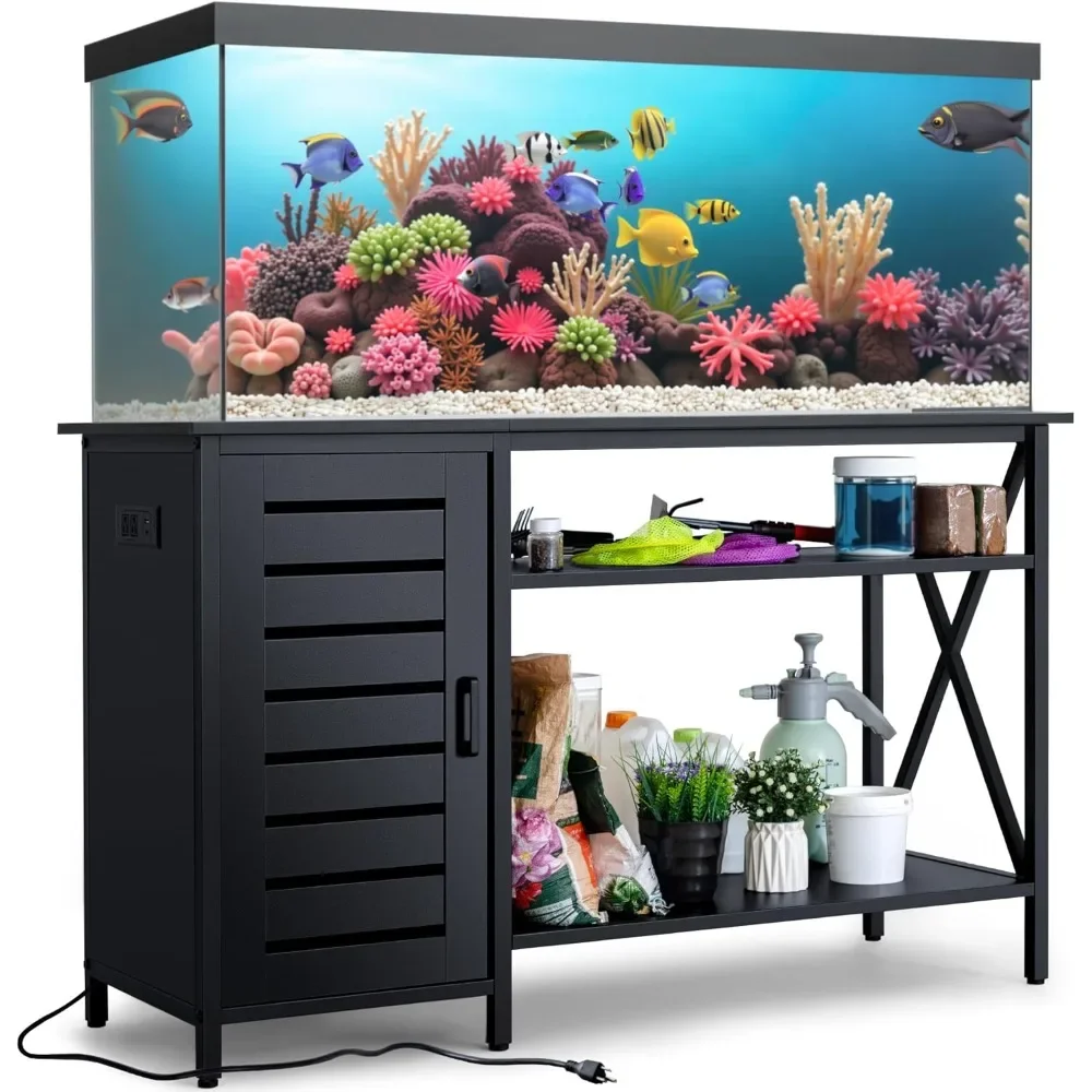 

55-75 Gallon Aquarium Stand, Fish Tank Stand, Support up to 1200 lbs, 52" L x 19.68" W Tabletop, Built-In Power Outlet,