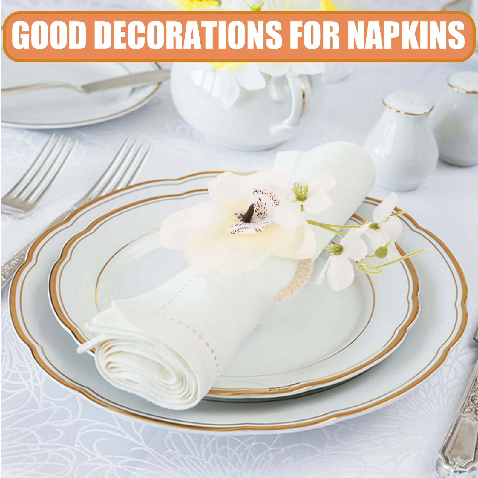 

4 Pcs Napkin Rings Artificial Flower Decorative Wedding Party Creative Holder Elegant Dinner Kitchen Bar Accessories