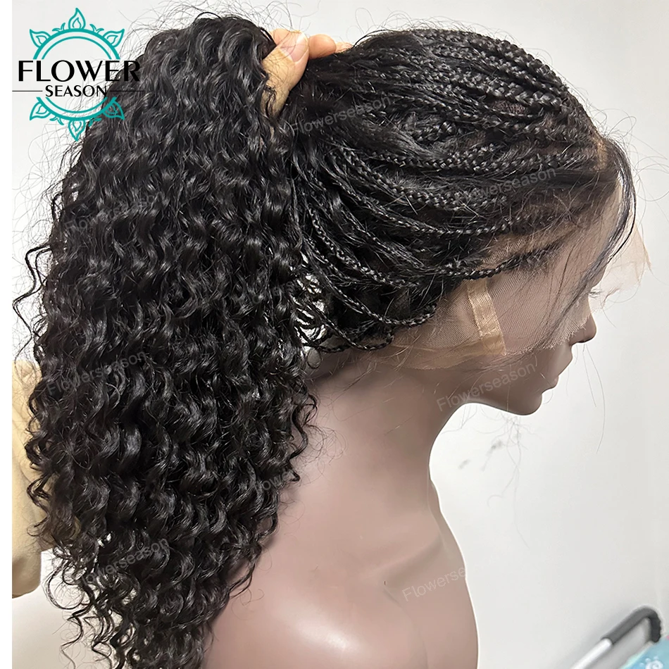 Perucas trançadas 100% cabelo humano hd renda sem nós perucas completas do laço cornrow tranças perucas com cabelo do bebê 300% densidade para preto