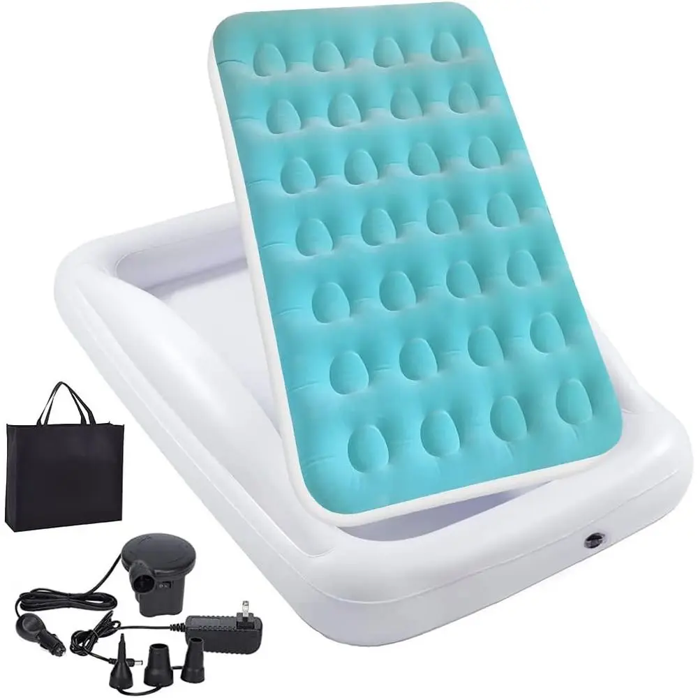 

Портативный надувной матрас для малышей с бортиками и электрическим насосом для путешествий и поездок на автомобиле