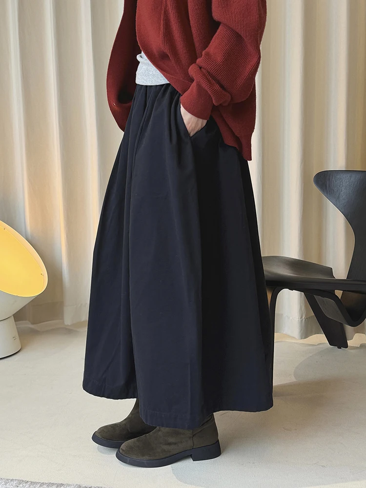 FANAN 미니멀리즘 여성용 A라인 스커트 신축성 있는 하이 웨이스트 한국 스타일 루즈한 의류 패션 여성 스커트 2026 봄 신상