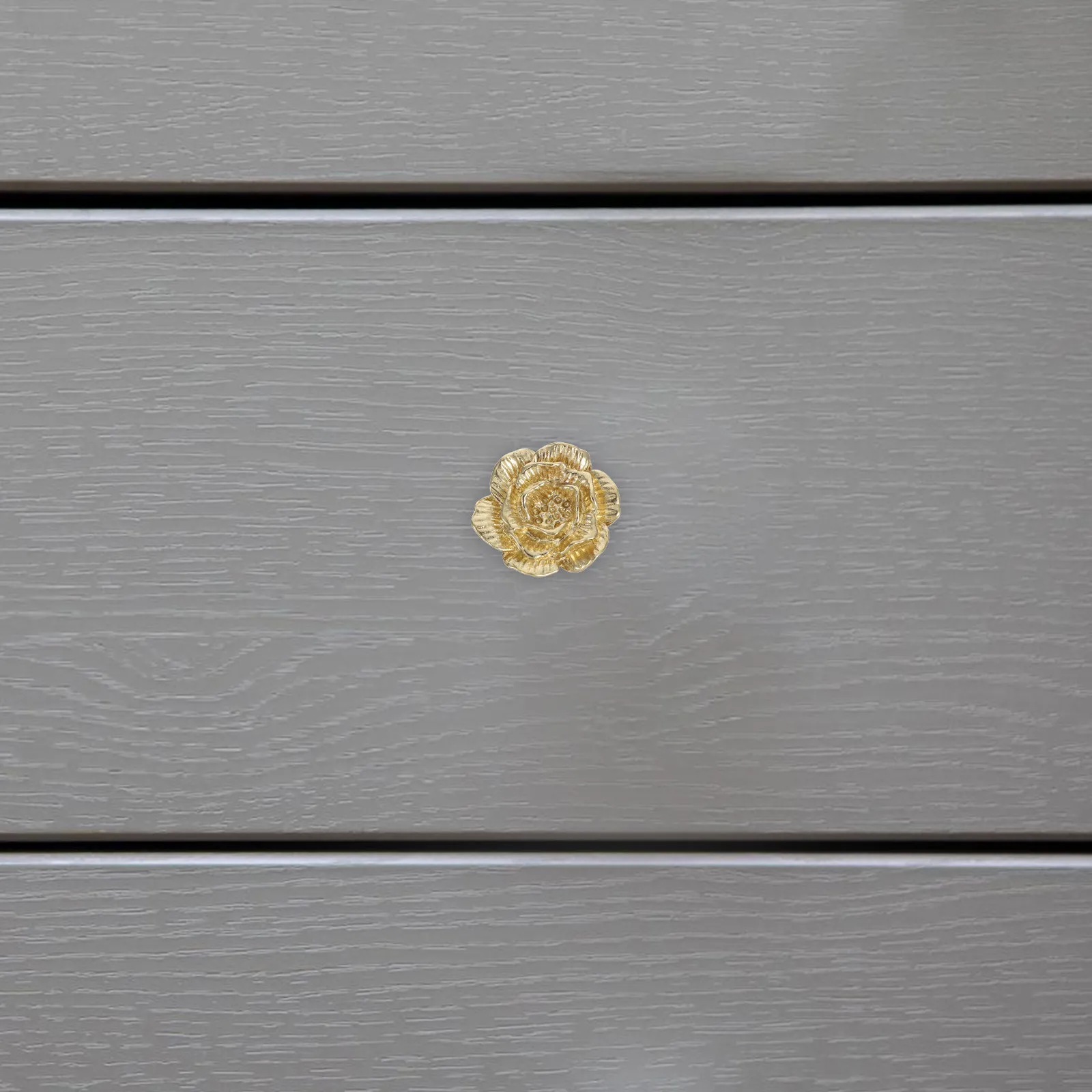 Rose Flower Shaped Brass Cabinet Pulls Vintage Style Decorative Drawer Handles for Dressers Cabinets Gold Finish