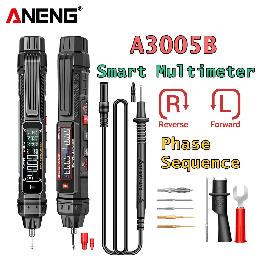 ANENG 멀티메트로 감지 펜 유형, 트루 RMS 계량기 멀티미터 펜, 자동 AC/DC 전압 인스턴트 테스터 감지기 도구, A3005A/ B