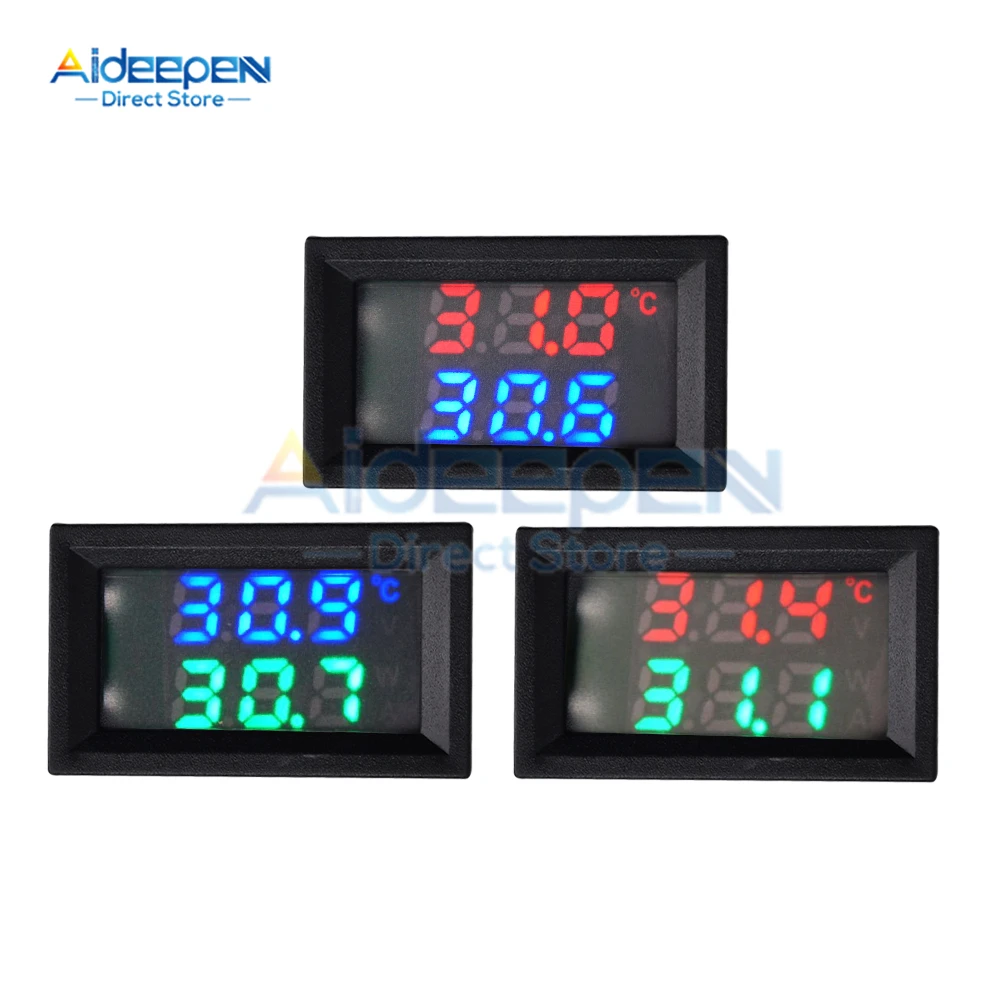 DC 4-30V LED Display Dual Digital Voltmeter Temperature Sensor Thermometer Voltage Tester With NTC 3950 Probe Cable -50~120℃