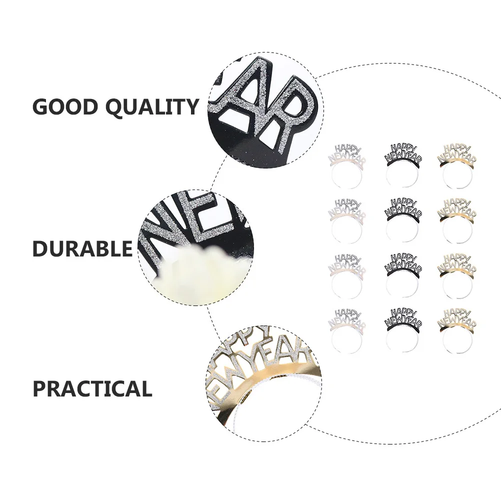 

12 Pcs New Year Headpiece Bands Hair Accessories Headbands Hairband Party Supplies