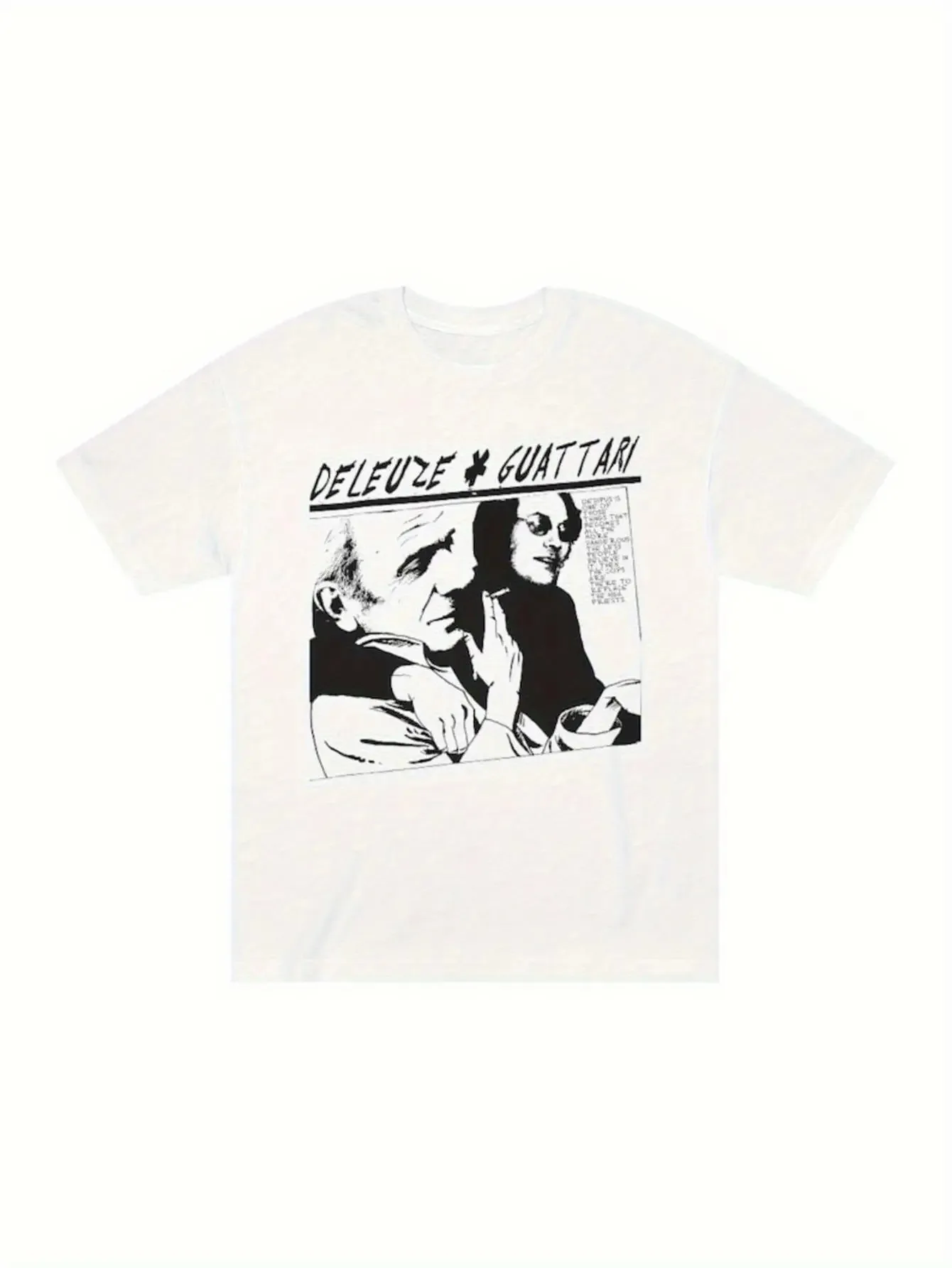 Men'S Retro Post-Modern Philosophy Print T-Shirt Inspired By Gilles Deleuze and Felix Guattari Blending Y2K