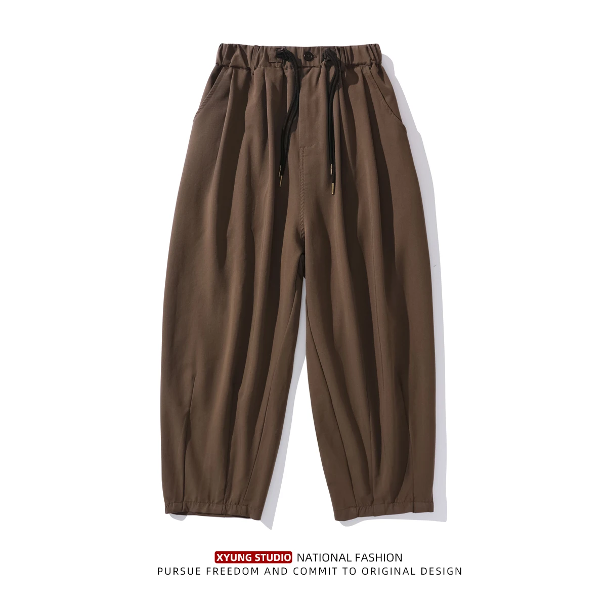 

Летние мужские повседневные свободные брюки с широкими штанинами, плиссированные, молодежные, универсальные, больших размеров, длинные, модные, городские, стильные, дышащие