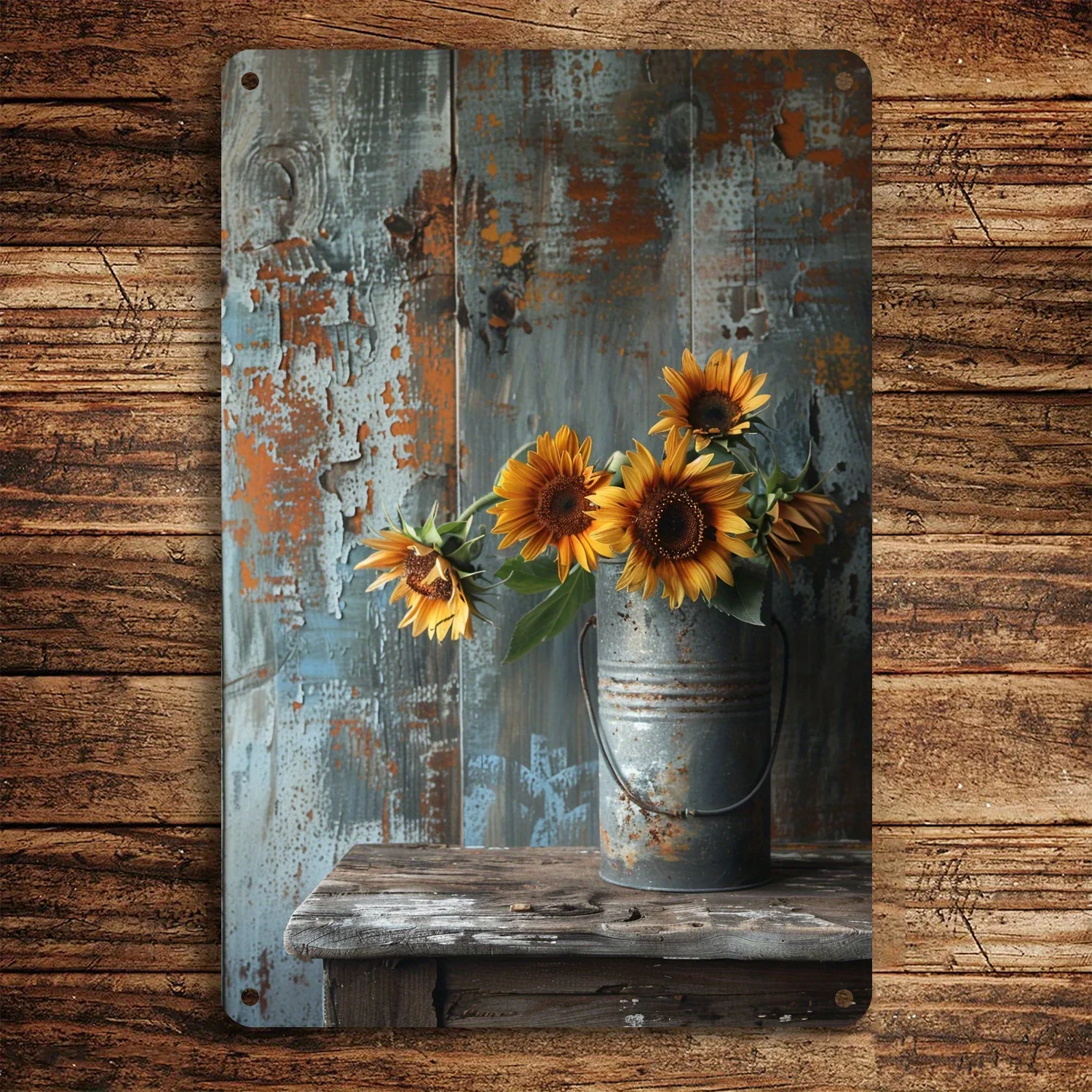 Vintage zonnebloem metalen ijzeren bord rustieke boerderij keuken muur decor koffiebar huis ijzer tuin cadeau decor maat 8x12 inch