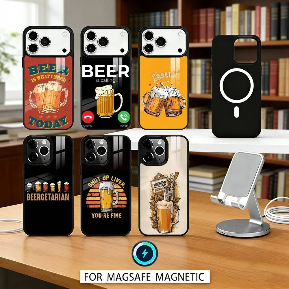 

Beer Alcohol Phone Case For iPhone17,16,15,14,13,12,Pro,Max,Magnetic For Magsafe Wireless Charging