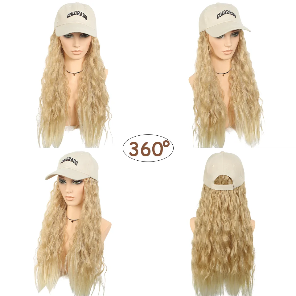 LUPU Synthetic Wigs for Women22 'Baseball Cap All-in-One Long Wavy Wig, Perfect for Halloween, Parties, and Special Occasions