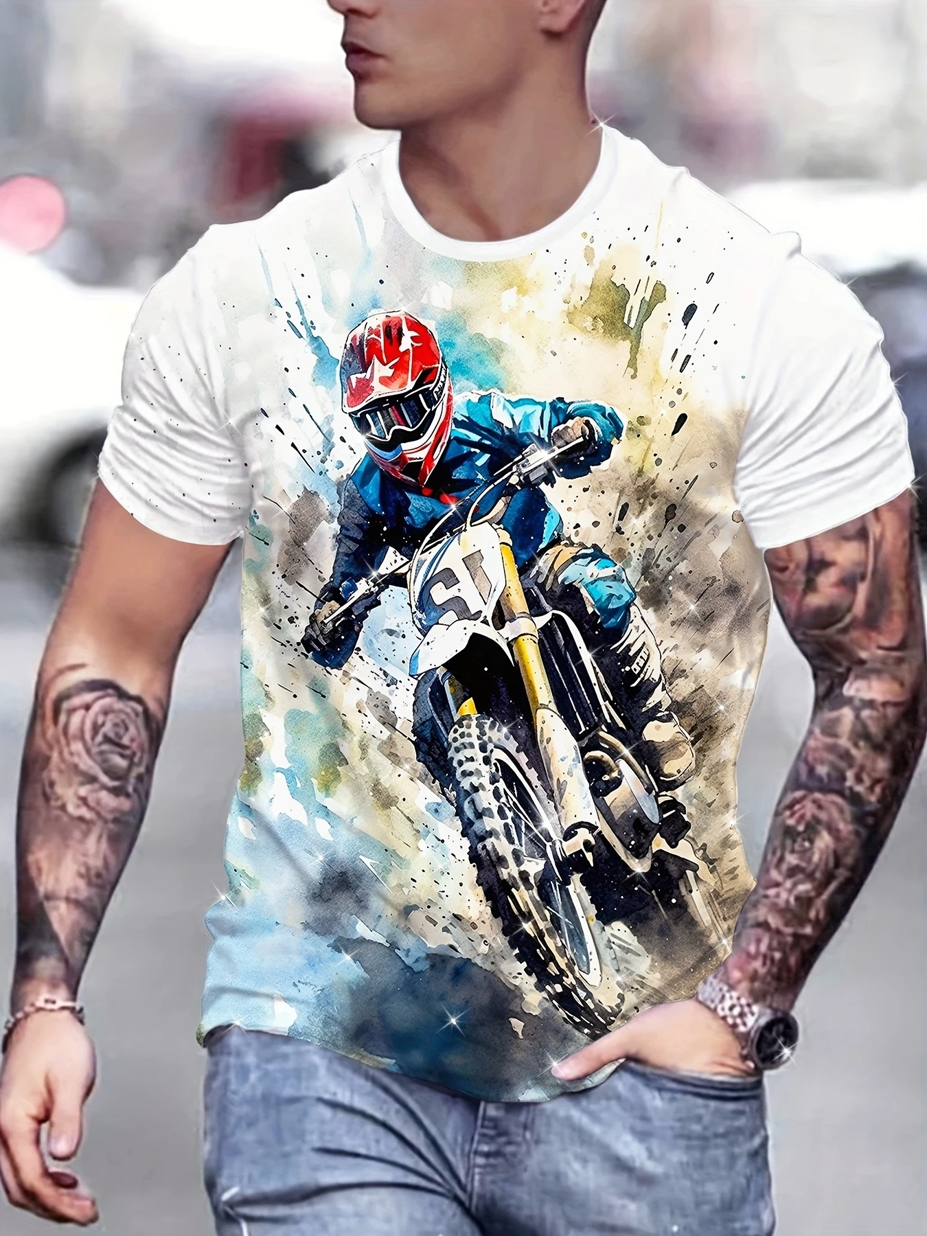 

Men's Novelty Short Sleeve T-Shirt 3D Digital Print Graphic Tee Casual Streetwear Fashion Top for Men