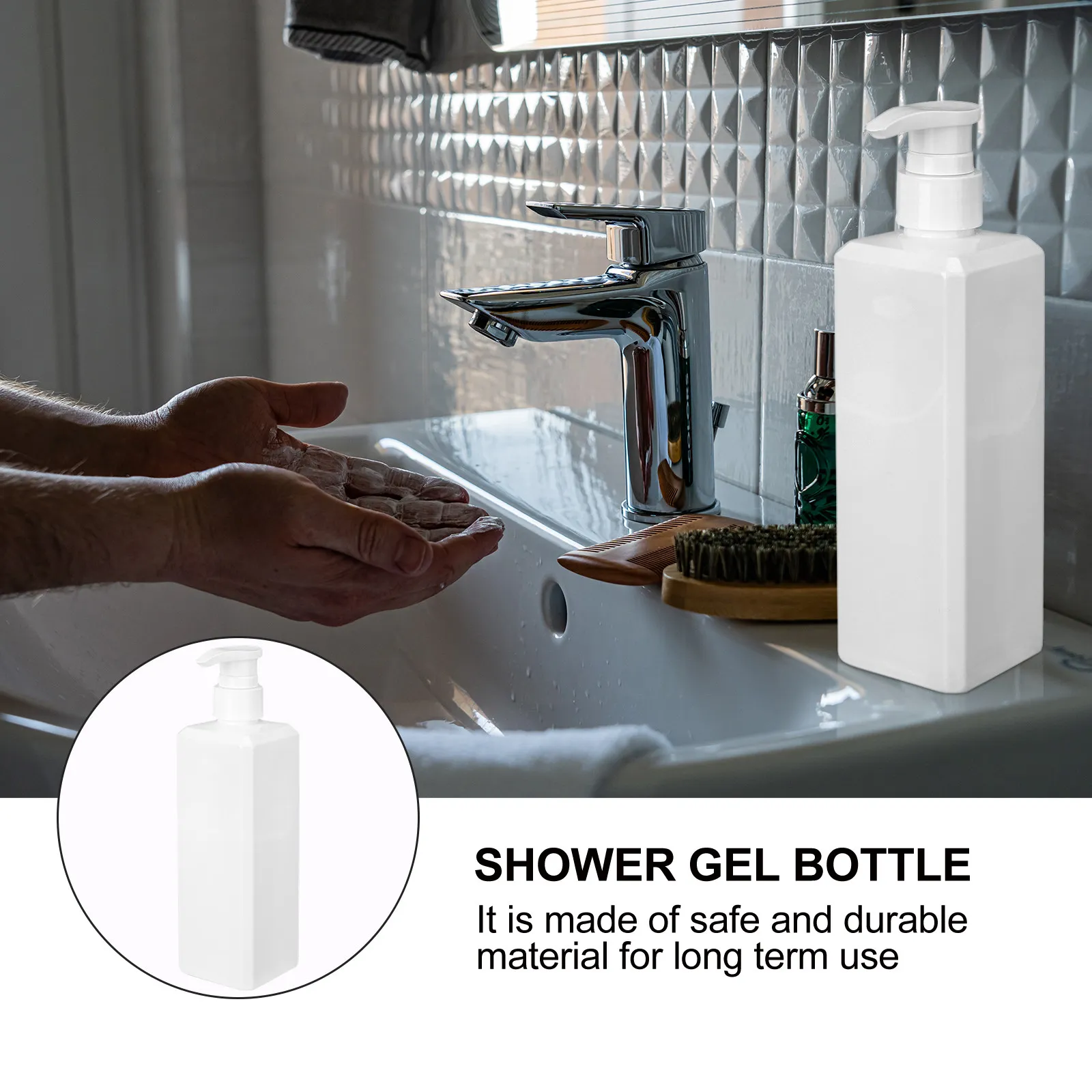 Square Liquid Soap Dispenser 500ml Shower Gel Bottle with Pump for Shampoo Lotion Bathroom Organizer Modern Empty Container