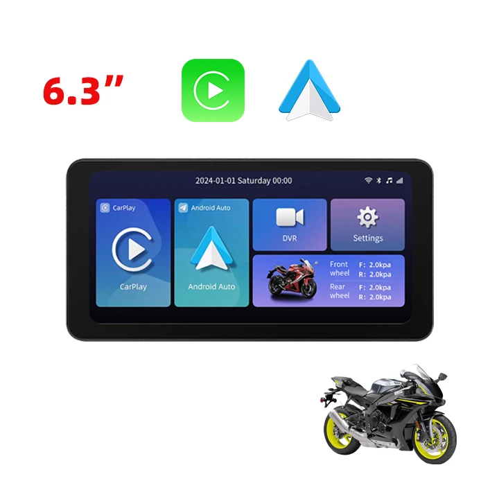EKIY 6,3-дюймовый мотоциклетный GPS-навигатор Мото GPS IP67 Водонепроницаемый видеорегистратор с приводом Мото Беспроводной Carplay Android Auto