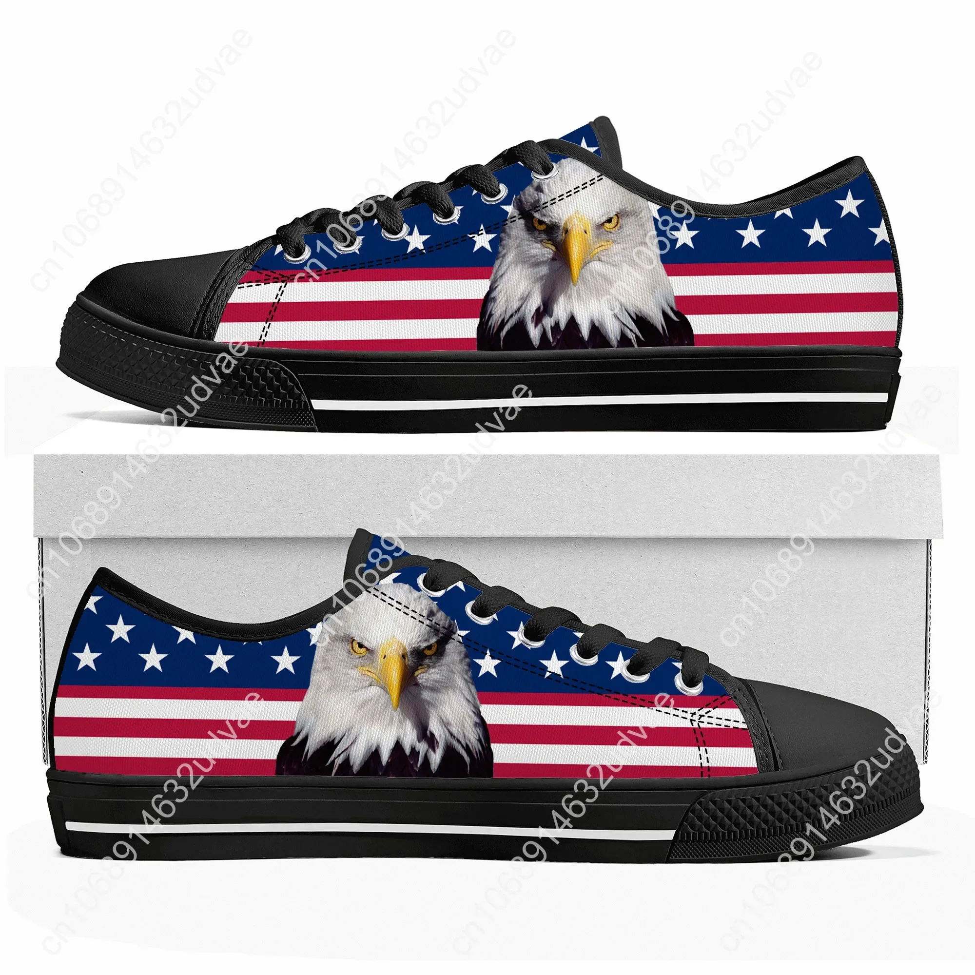 Tênis de lona para homens e mulheres, bandeira dos EUA, América, vermelho, azul, branco Art, baixa, qualidade superior, adolescente, personalizado, casual, par sapatos