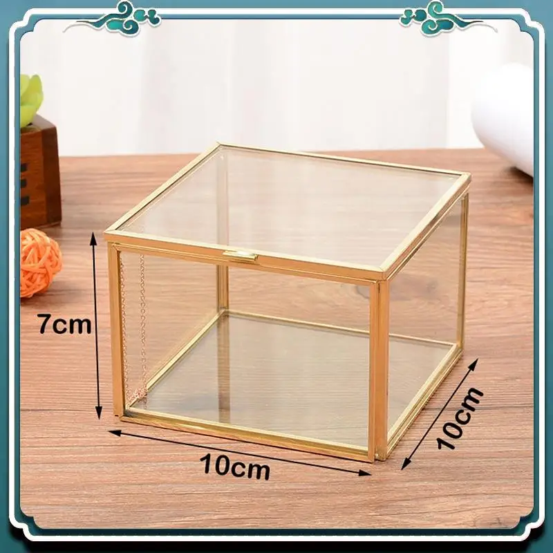 

Premium 2 Pcs Geometric Glass Jewelry Box Glass Ring Box Exquisite Unique Wedding Jewelry Box, Square & Flip Love Heart Shaped