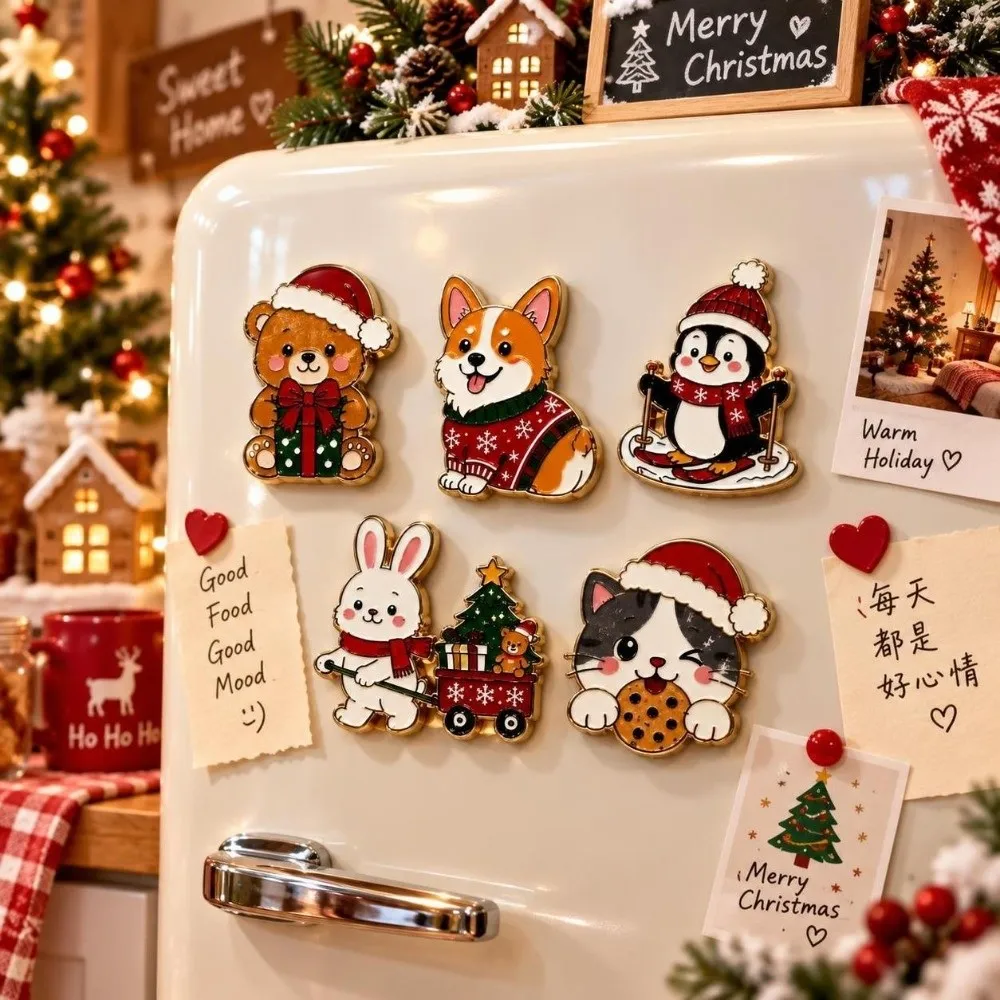 Creative Penguin Puppy Refrigerator Magnets Bear Cat Animal Magnetic Sticker Dog Christmas Ornaments Home Decoration Magnet