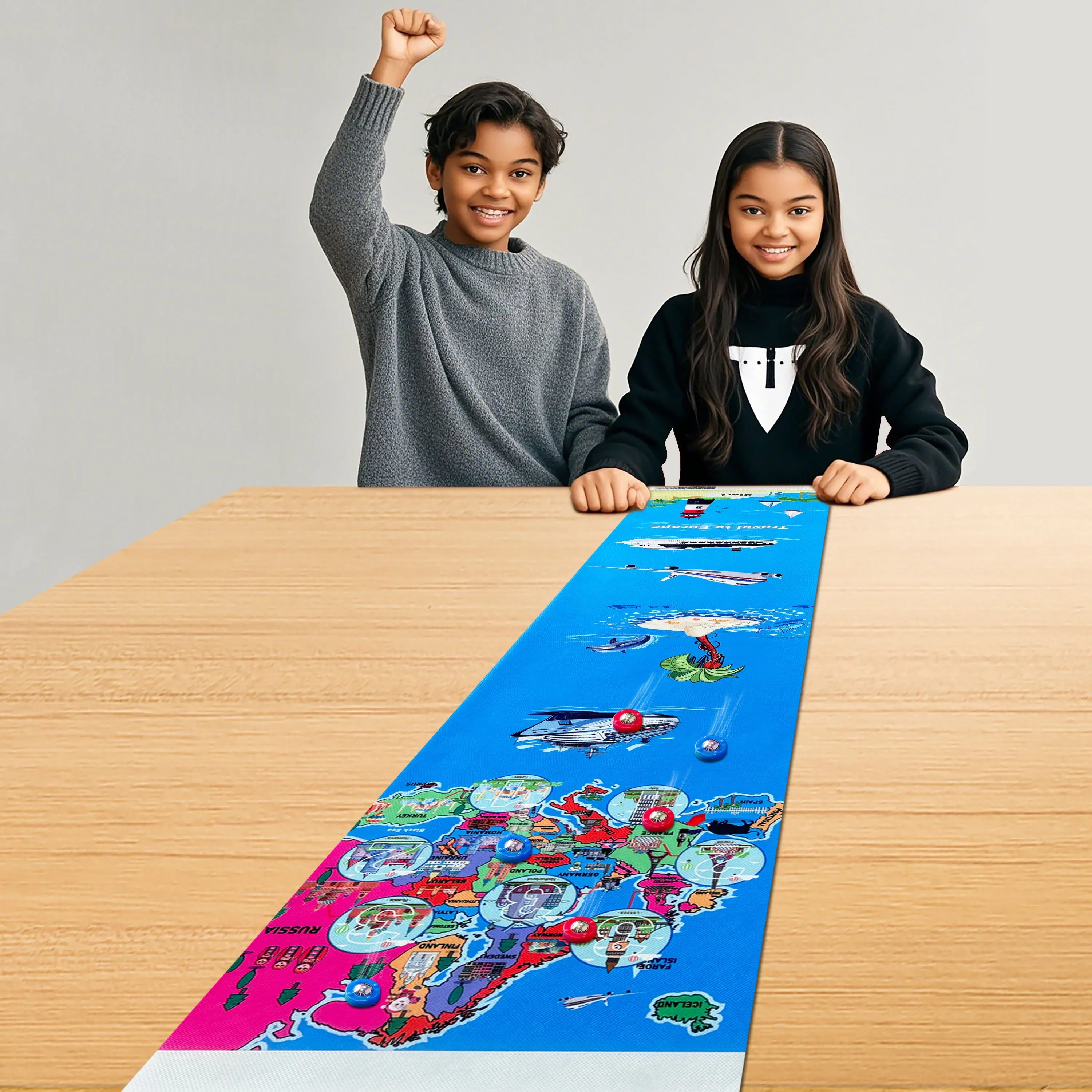 

47,2-дюймовая европейская туристическая карта достопримечательностей, игровой набор для керлинга — веселая игра для семьи