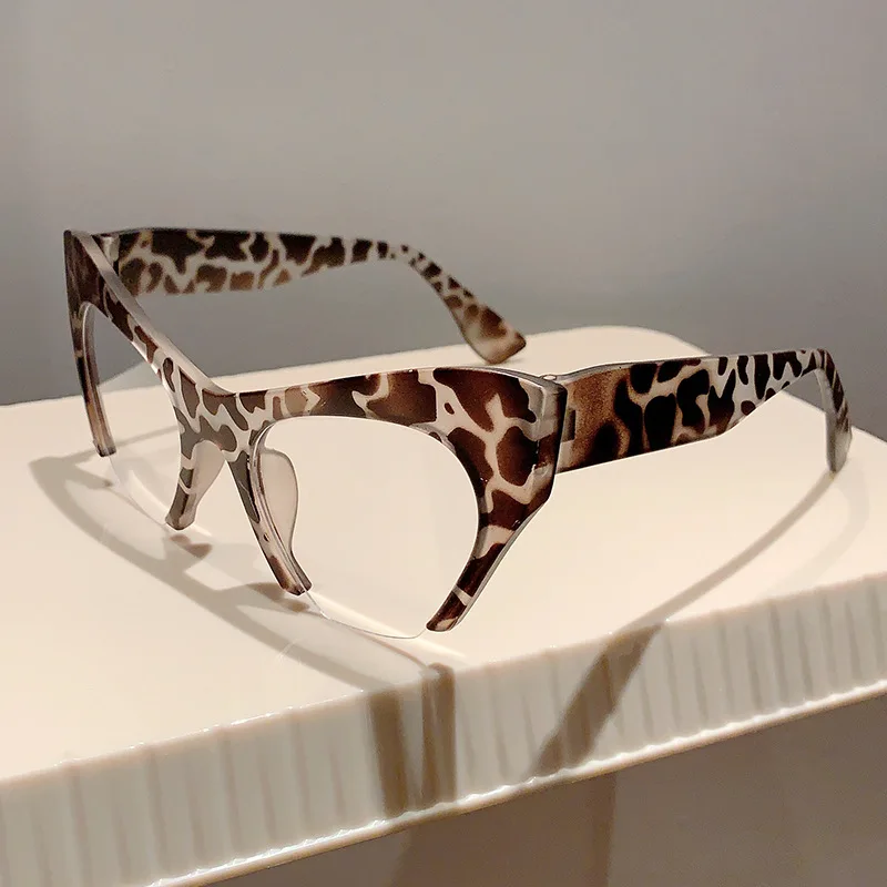 Retro Damen Halbrahmen Cat Eye Brillengestelle Mode Optischer Rahmen – Detail 14