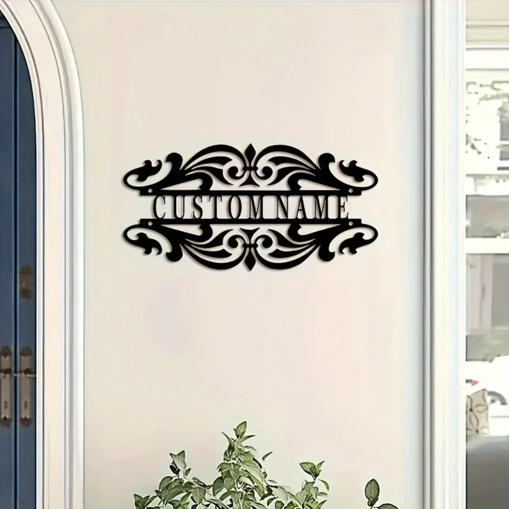 Refined Custom Black Welcome Sign Boasting Personalized Script and Graceful Hollow Design Sturdy for Home Wedding Adornment