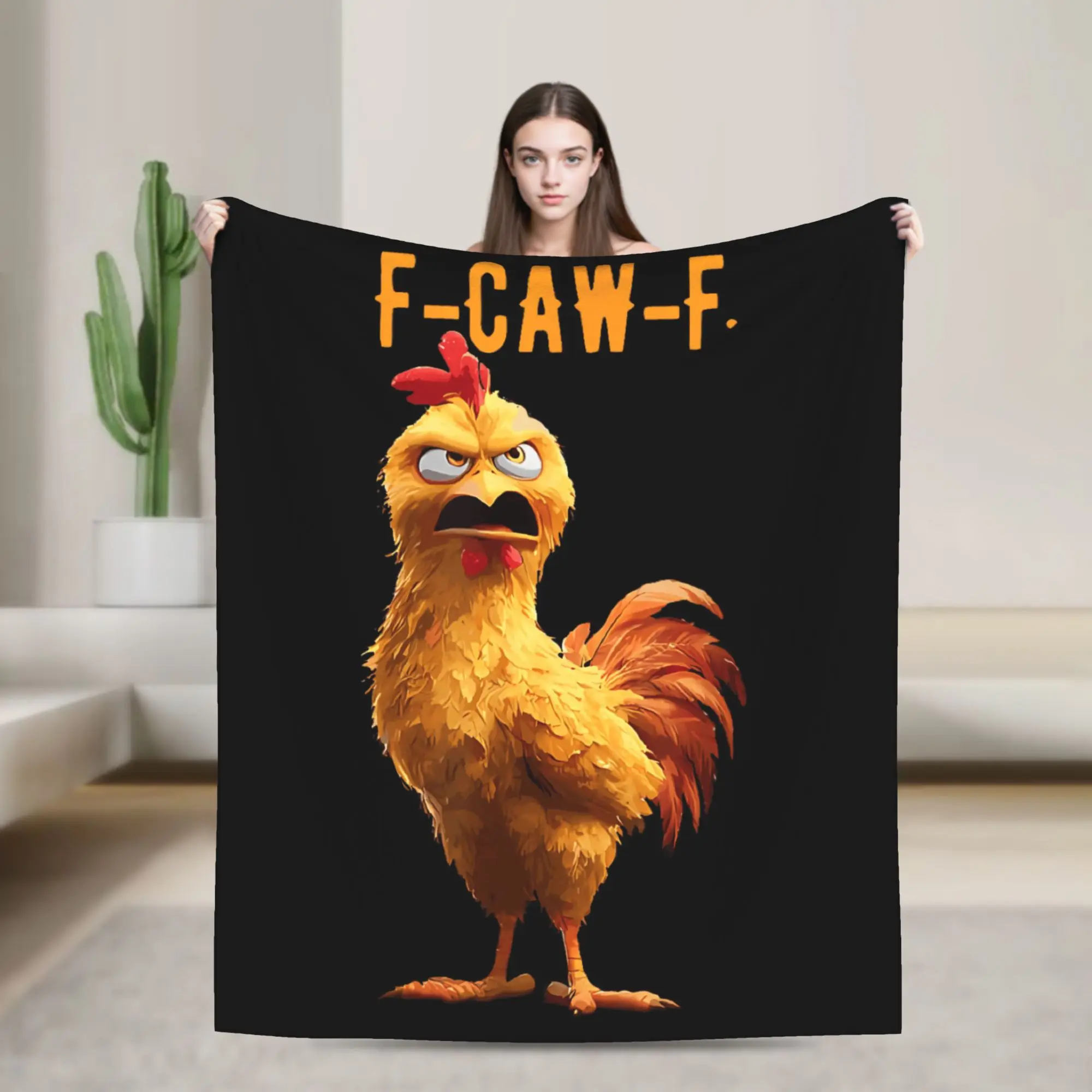Funny F-Caw-F Chicken FCAWF Chicken Blanket  Super Warm Fashion Plush Bedding Throws For Girls Boys Bedroom Bedspread Bed Cover