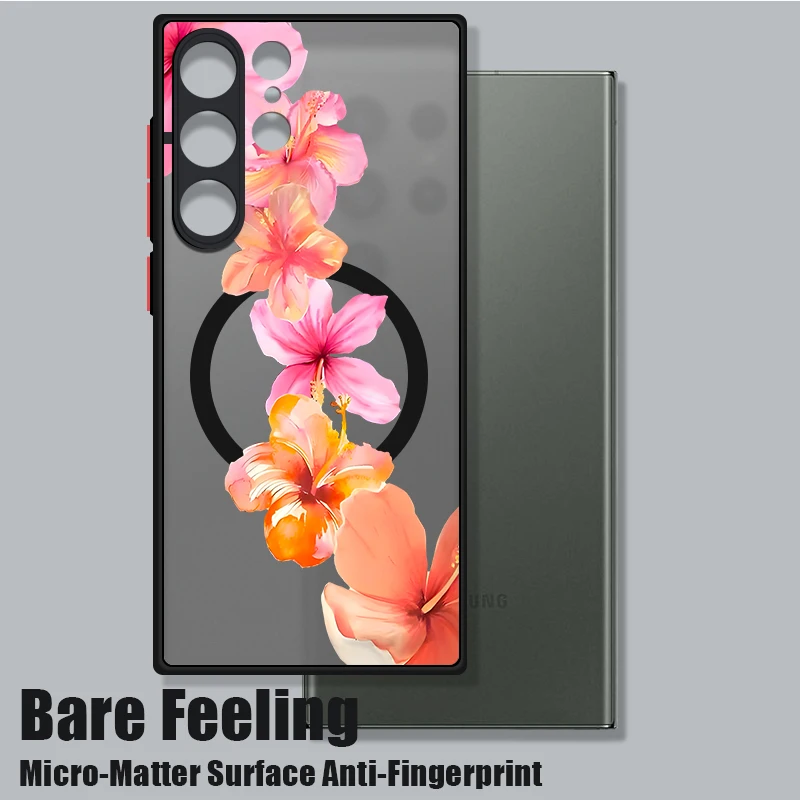 Чехол для телефона с цветочным принтом для Samsung Galaxy S25 Edge S24 Plus S23 S22 Ultra S24 S23 FE A56 A36 A26 A16 A55 A35 A15 Магнитный чехол