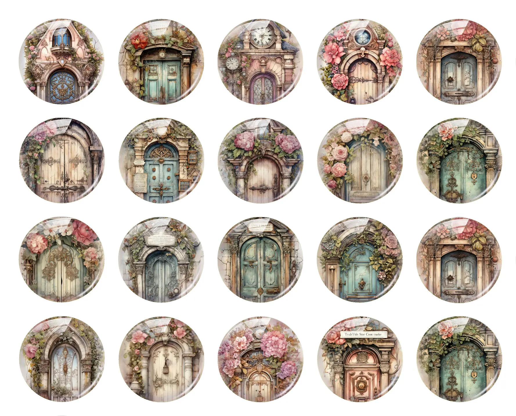 Handmade Flower House Door Photo Glass Cabochon Flatback Demo Flat Back Cameo For Diy Jewelry Making Supplies Accessories