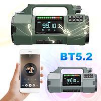Emergency Hand Crank Radio FM/MW/SW/VHF/WB Solar Powered Radio with SOS Alarm LED Flashlight BT Speaker for Home Outdoor