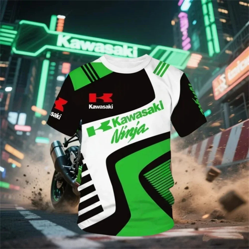 

Новинка лета 2025, мужская мотоциклетная футболка Kawasaki, велосипедная футболка с принтом, повседневная быстросохнущая спортивная футболка