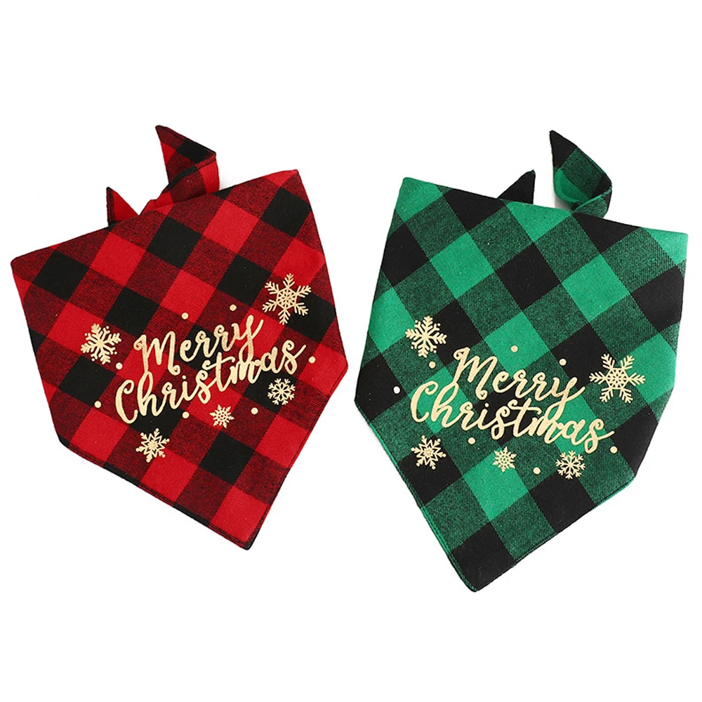 Sucado Dog Christmas Bandana Classic Buffalo Plaid Pet Scarf Triangle Bibs Kerchief for Small Medium Large Dogs Bandanas