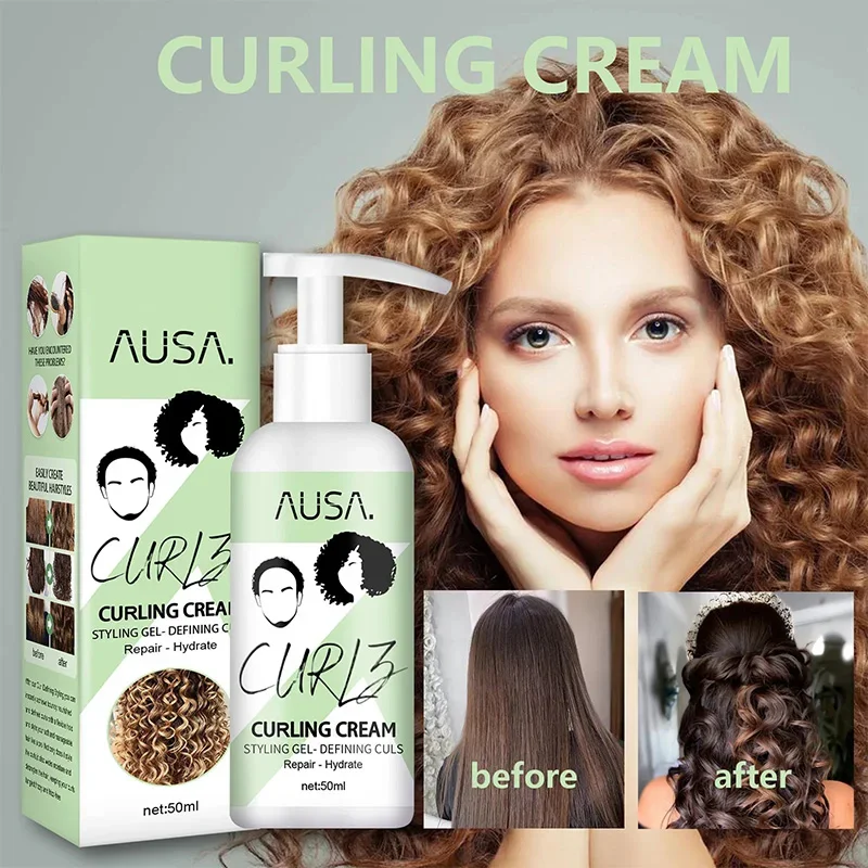 50ml Hair Curling Cream Prevent Hair Breakage Anti-Frizz Bouncy Resilient Enhancer Styling Lotion Smooth Moisturizing Hair Care