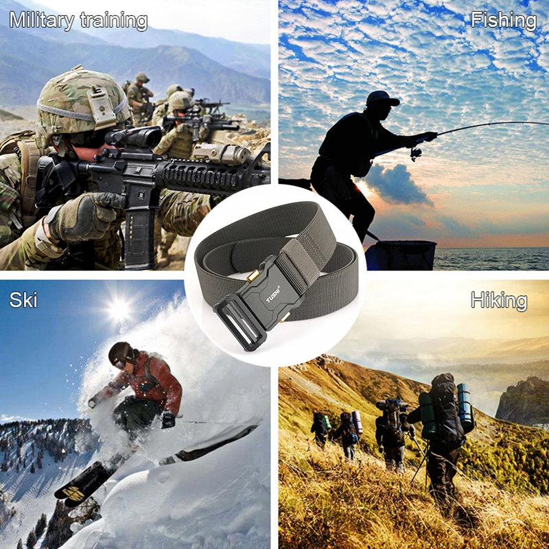 HSSEE New Elastic Belt for Men and Women Aluminum Buckle Quick Release Tactical Outdoor Belt Sturdy Canvas Casual Girdle Male