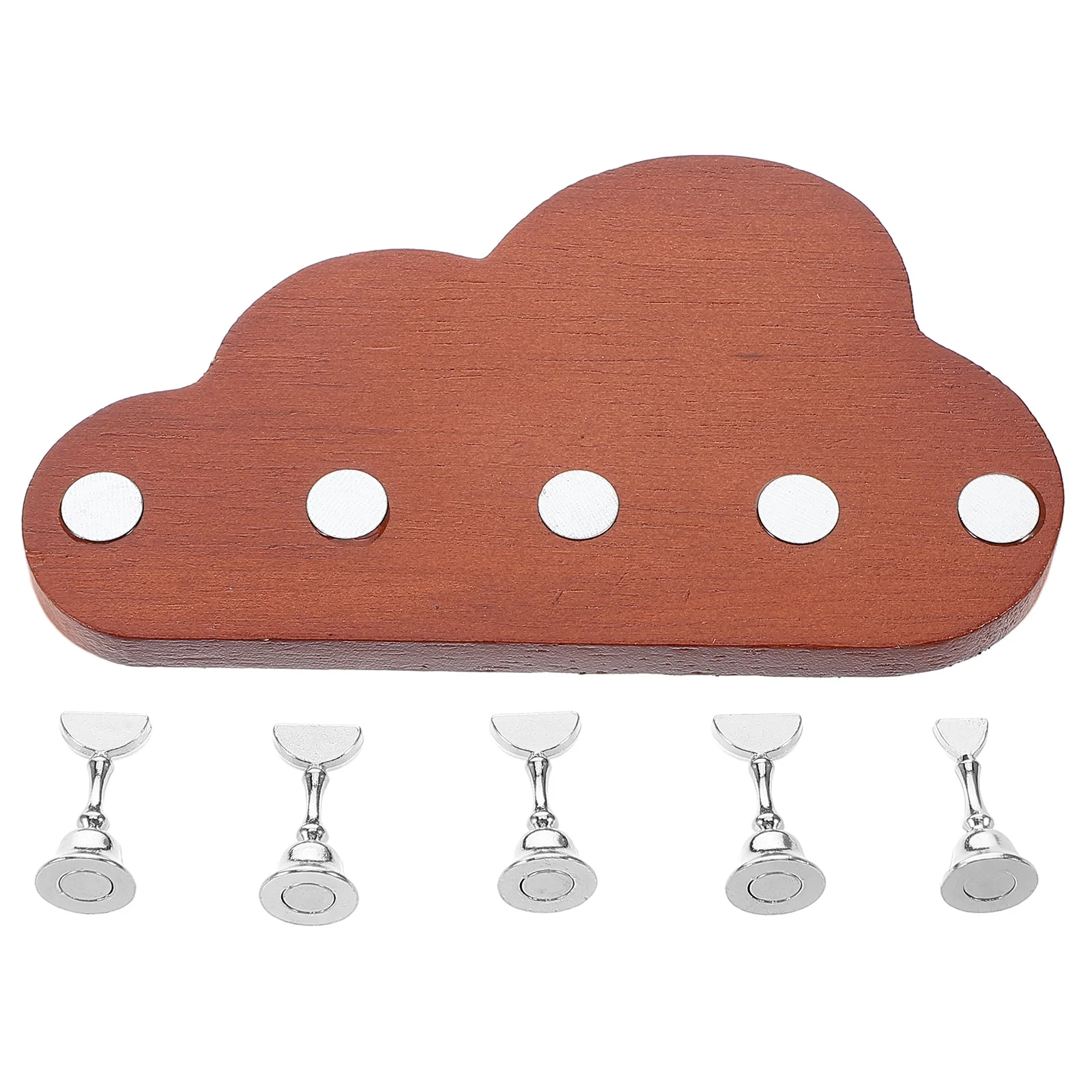 

Minimalist Acrylic Nail Holder Cloud Shaped Walnut Base For Diy Nail Art Practice Professional Salon Use Press On