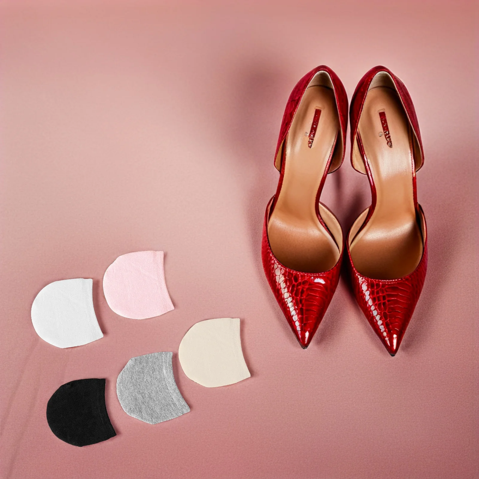 

10 Pairs Pure Cotton Invisible Boat Women Sweat Absorbing Pink Toe Covers White Topper Hidden Low Cut Shoes Female Half Summer