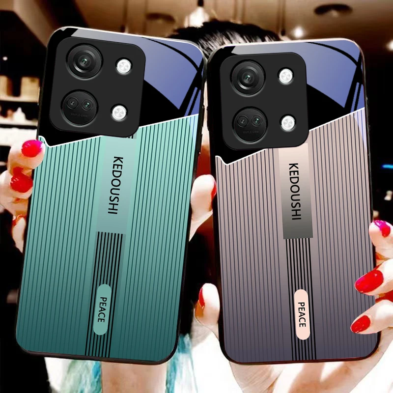 Stripe Gradient Gray For OnePlus Nord CE N3 30 2 N20 4 2T 2 Lite 5G Ace 5 2V 6 7 10 8 9 12 13 Tempered Glass Phone Case Black