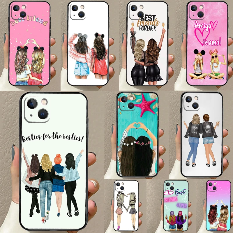 Girls Bff Best Friends Forever Always Case For iPhone 16 15 14 13 12 11 Pro Max XS XR X Plus 12 13 Mini Back Cover