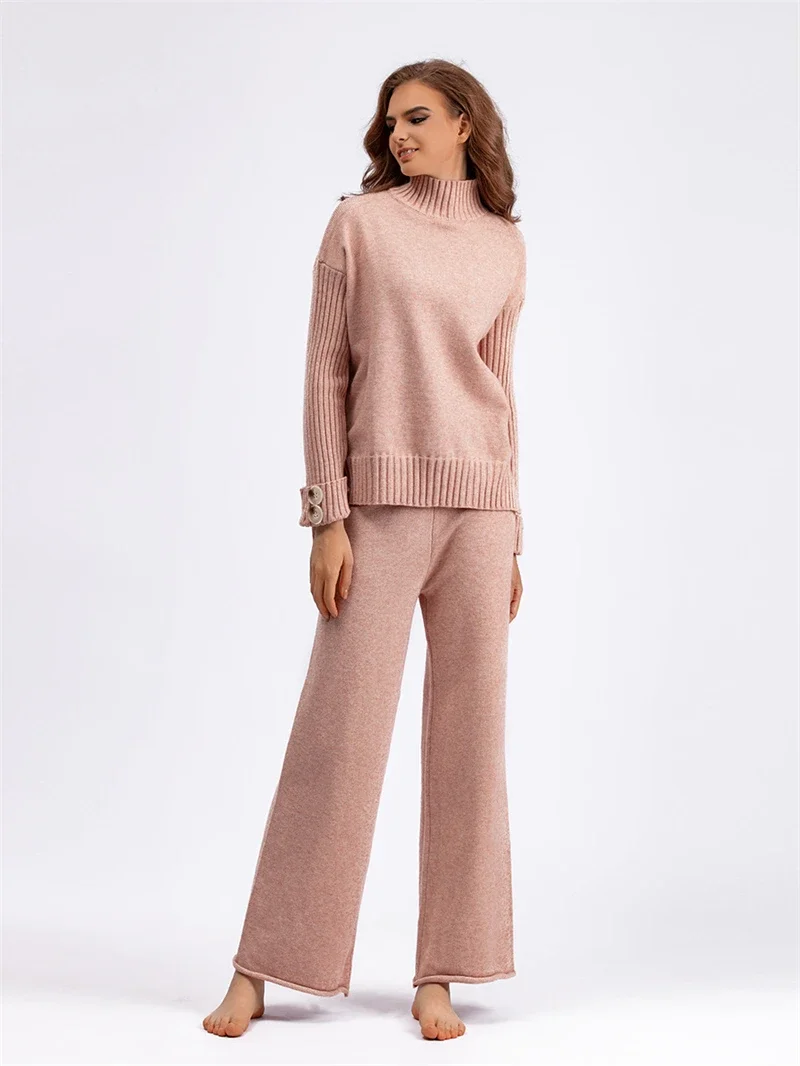 Fashion Knitted 2 Piece Sets Women Outfit Fall Clothes 2024 Women Pullover Sweater Top and Pant Sets Casual Sweatsuit Woman Sets