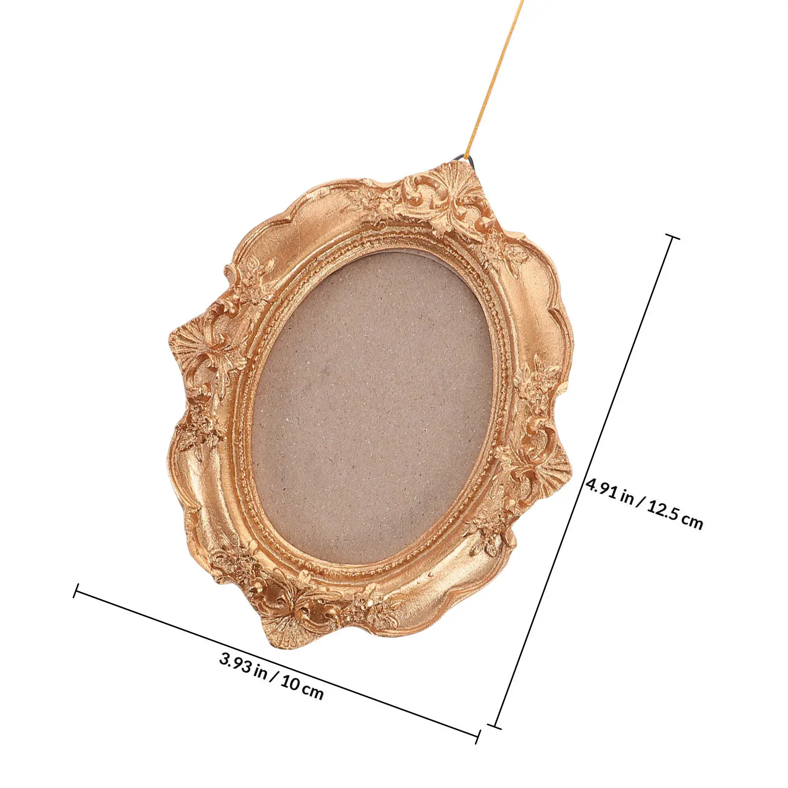 4Pcs Creative Picture Frame Decoration Small Vintage Resin Oval Embossed Wall Hanging Photo Frames Retro European Style