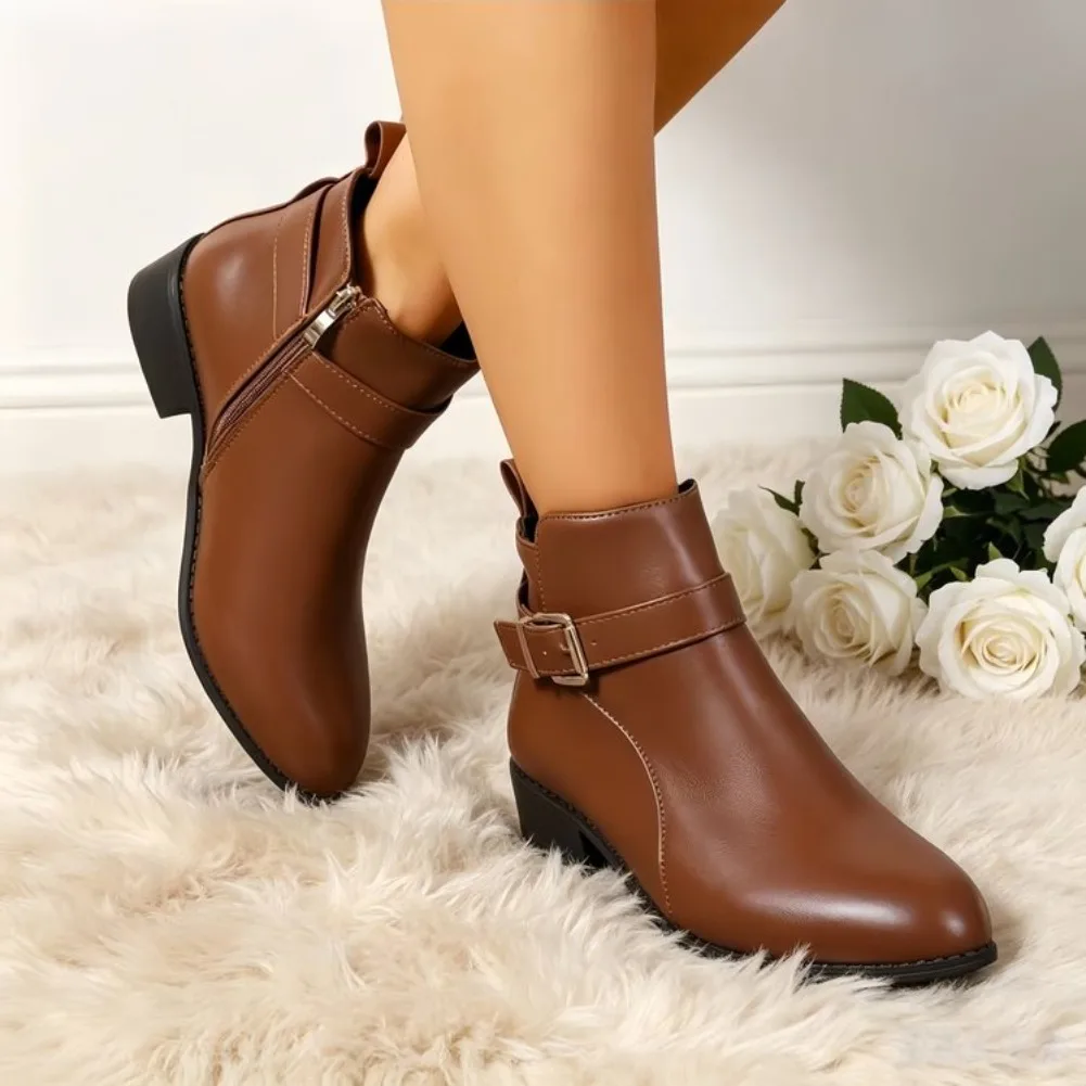 Neue Damenstiefel aus hochwertigem Leder, Freizeitstiefel mit seitlichem Reißverschluss, Damen-Knöchelstiefel, klassischer schwarzer Lederstiefel, Bottines Femmes – Detail 5
