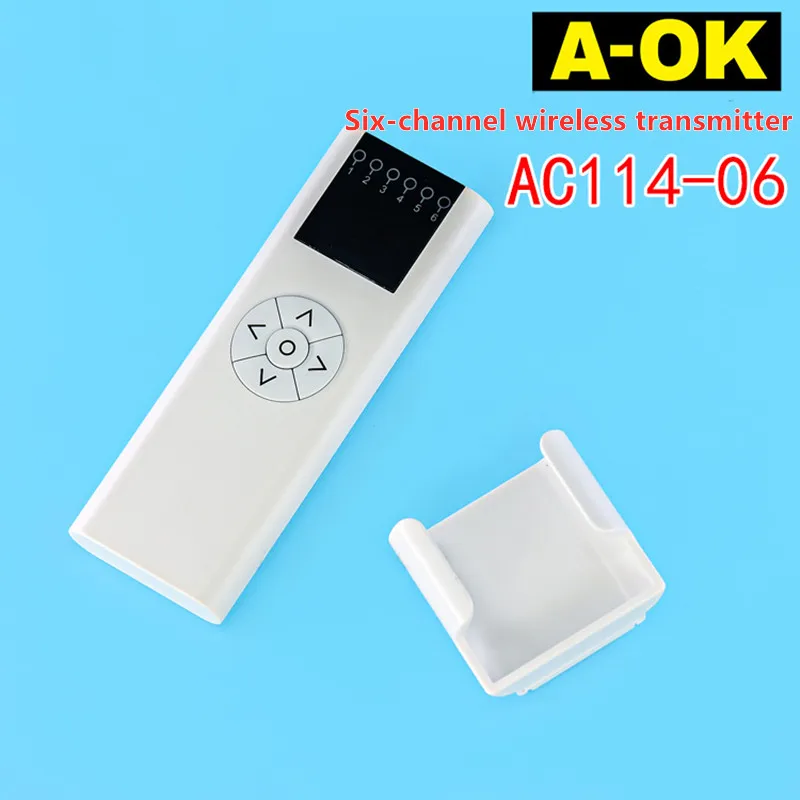 

A-OK Умный дом AC114-06B Шестиканальный беспроводной передатчик Электрический пульт дистанционного управления для штор Шестичастотный открыватель для штор