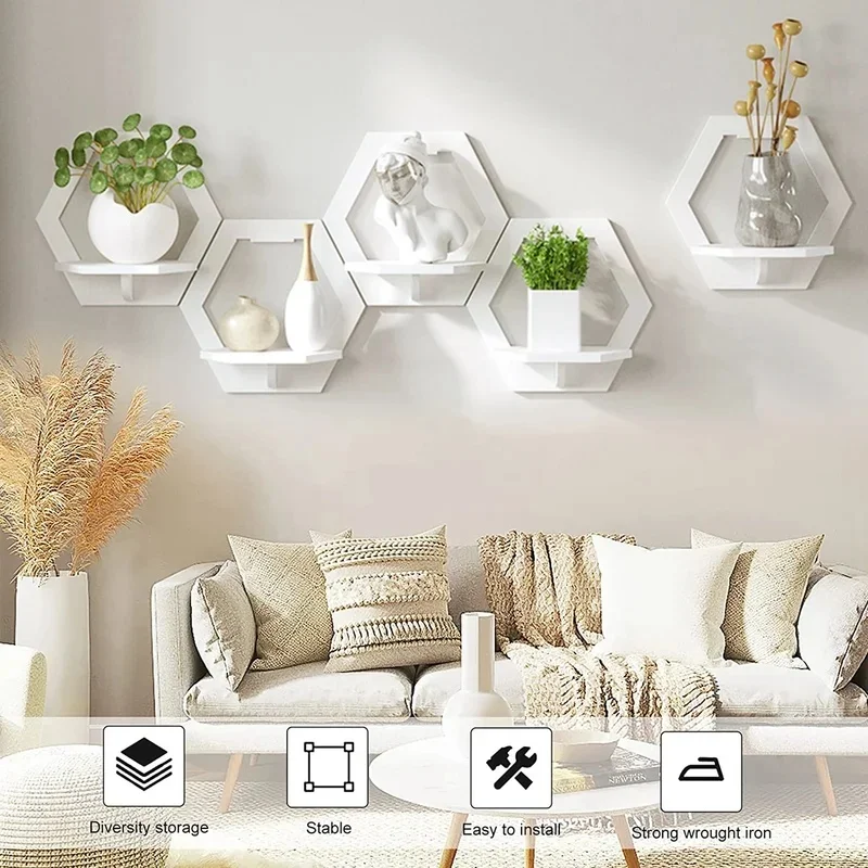 Wall Shelves (No Drilling Required), Living Room Wall-Mounted Shelves, Bedroom Wall Decorative Shelves, Wall Decorative Planters