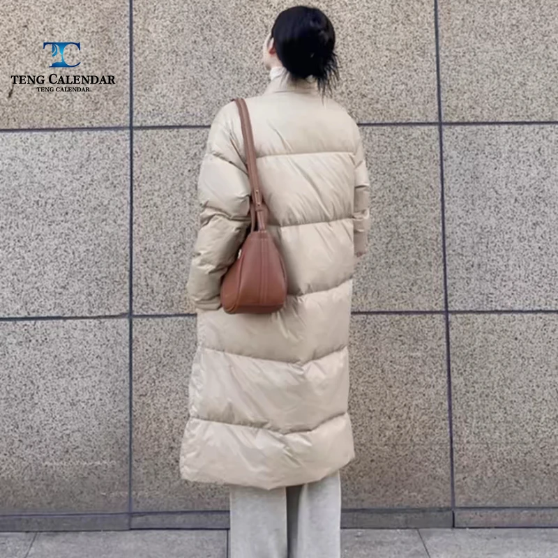 Jaqueta elegante, novo estilo chinês longo estilo ocidental jaqueta de pato branco, novo estilo de inverno 2025 feminino