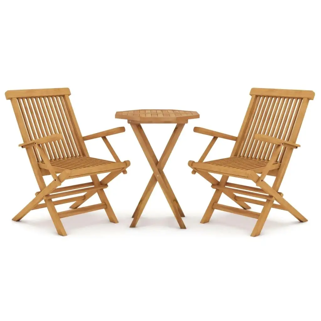 3-Piece Solid Teak Wood Patio Dining Set - Stylish Outdoor Furniture