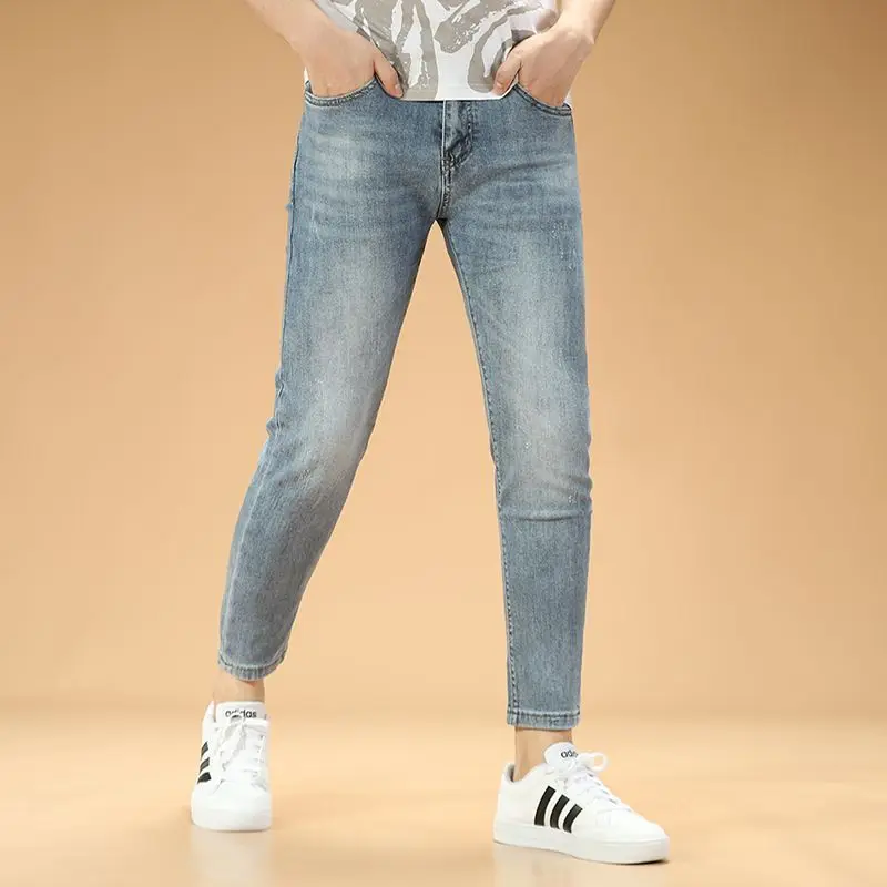 Nuovi Jeans Kpop abbigliamento di lusso coreano Jeans Casual in Denim primavera autunno pantaloni Slim e a matita Designer per Jeans Boyfriend da uomo