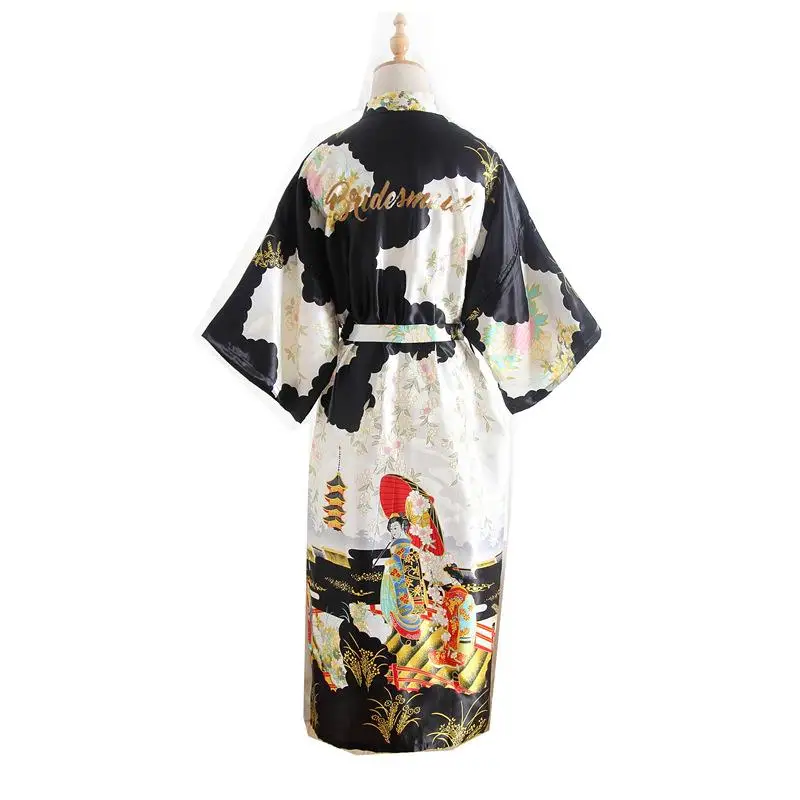 1Pc Women Bride Bridemaids Exquisite Print Decorative Dressing Gown Fashionable French Style All-Match Multi Color Night-Robe