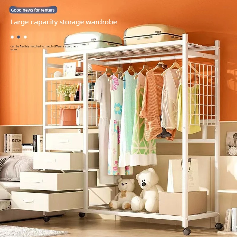 

Новый современный простой шкаф для спальни от пола до потолка, пыленепроницаемый, большой вместимости, многофункциональная вешалка для одежды для удобного хранения.