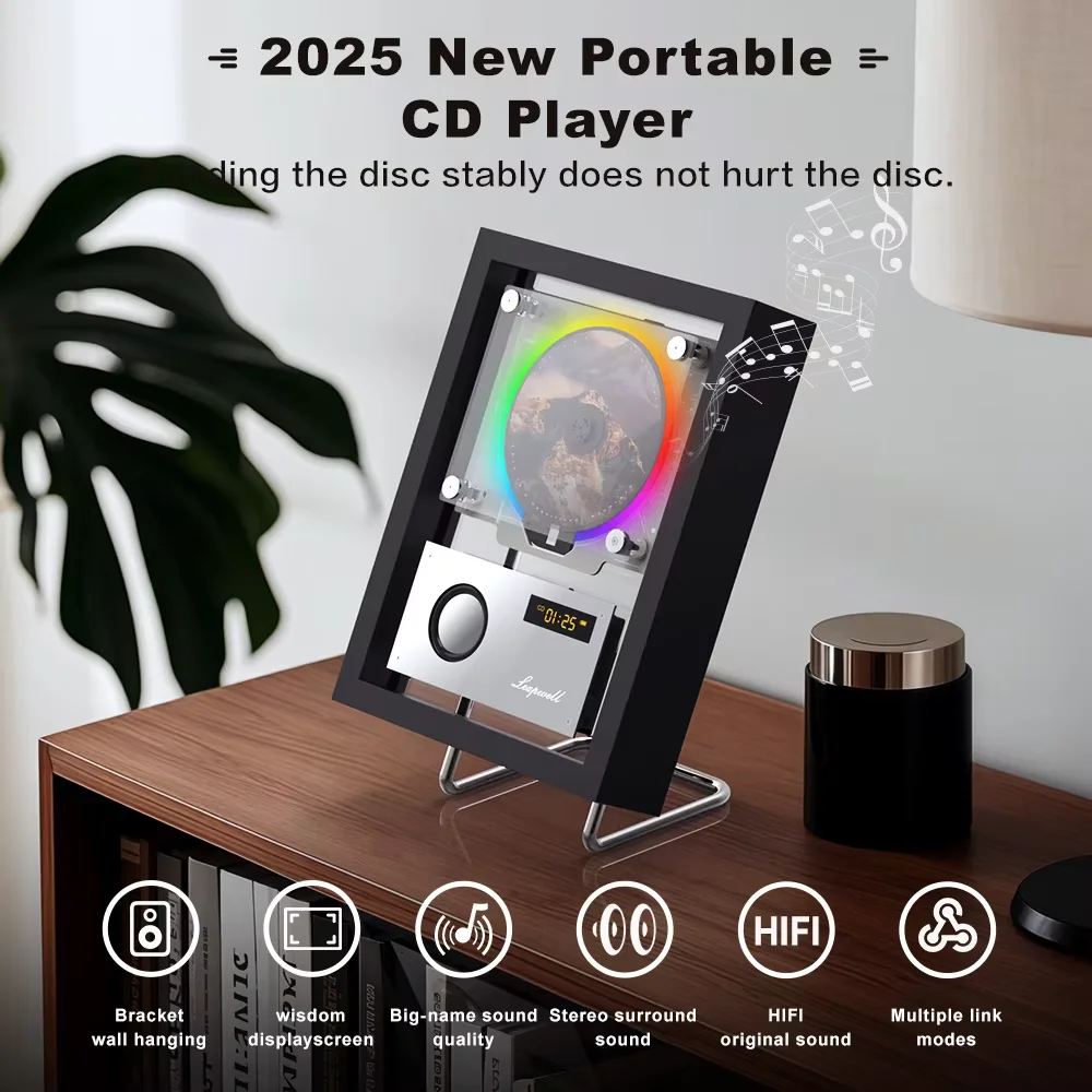 Latest Multifunctional Wall Mounted CD Player 8000mAh Photo Frame Disc Music Machines Bluetooth Wireless HiFi Speakers Gifts