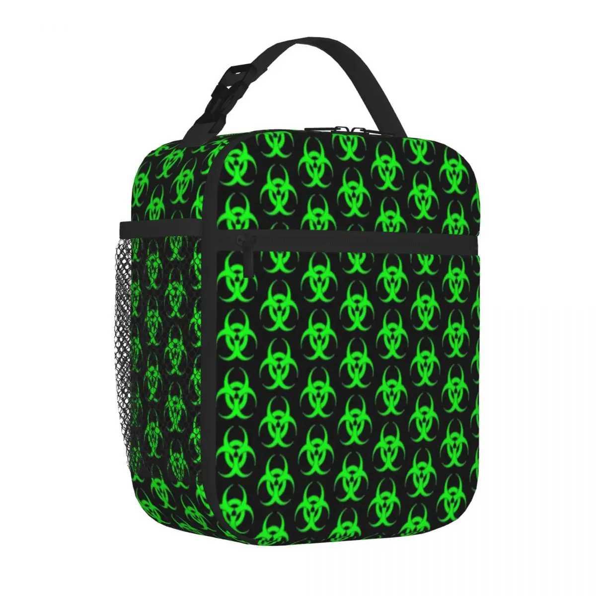 Hot Sale Neon Green Biohazard Sign Graphic Picnic Lunch Bag School Break Time Nylon Lunch Bag