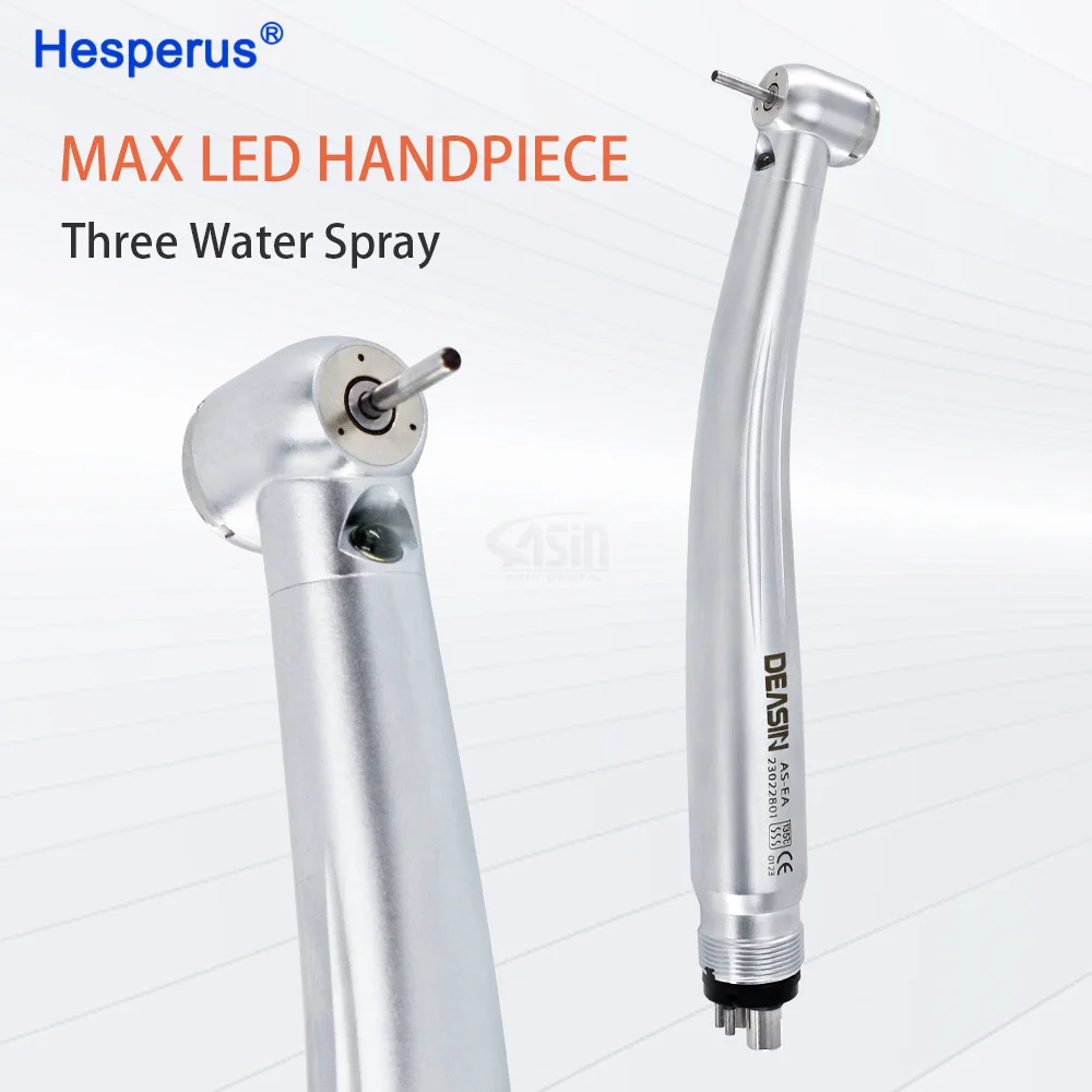 HESPERUS Den tal LED E-generator Push Button High Speed Handpiece Air Turbine Triple Water Spray Hand piece 4hole 2hole