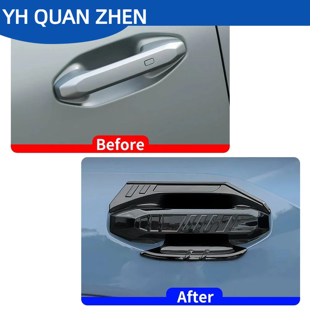 YH QUAN ZHEN 4 Doors Exterior Door Handle and Bowl Decor Cover For Jetour T2 2023-2026 Matte Glossy Piano Black Anti Scratch Cap